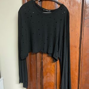 Soft Cropped Top with Hole Detailing